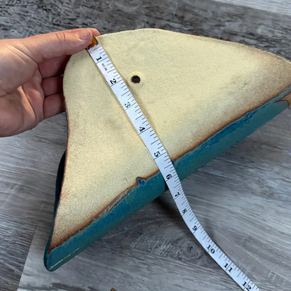 Handmade Studio Pottery Turquoise Wall Pocket Vase Organic Modern Coastal Decor